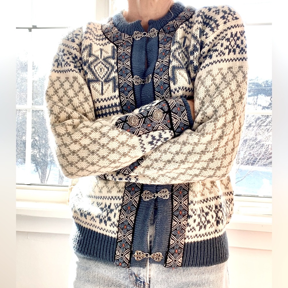 Vintage💗Dale of Norway Thick Wool Sweater Knit Fair Isle Ski Made In Norway